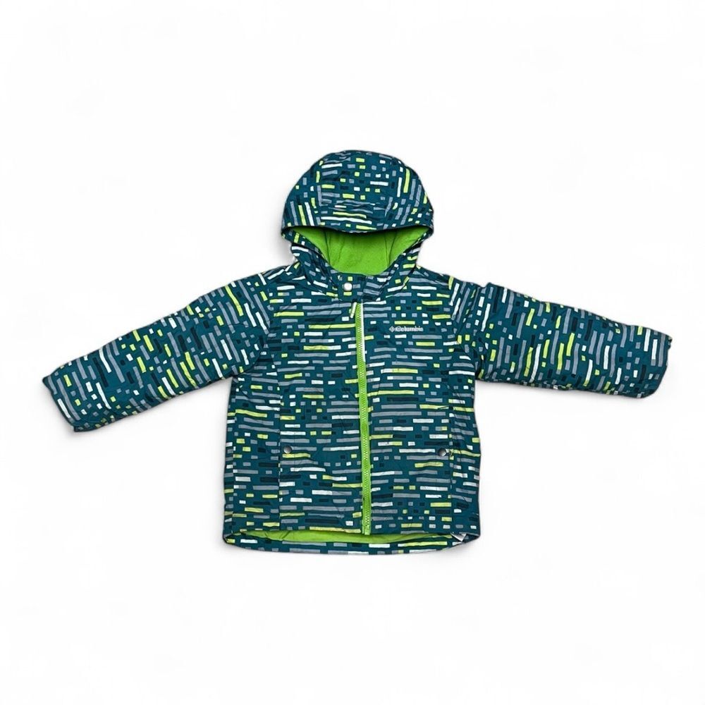 Columbia Boys Hooded Lightweight Jacket - Blue and Lime Size 4T